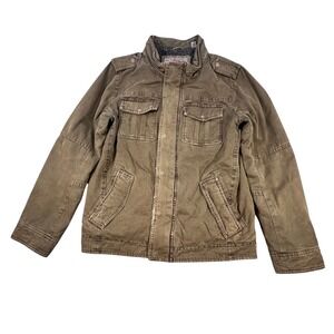 Levis Green Field Jacket Mens Small Sherpa Lined Military Utility Canvas Coat